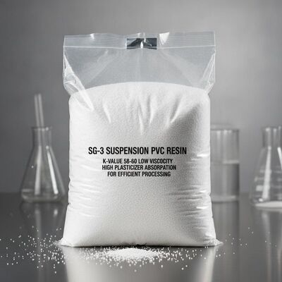 SG-3 PVC 프로파일 및 파이프용 K-값 58-60 낮은 점착성과 높은 유연성 흡수성을 가진 PVC 수분